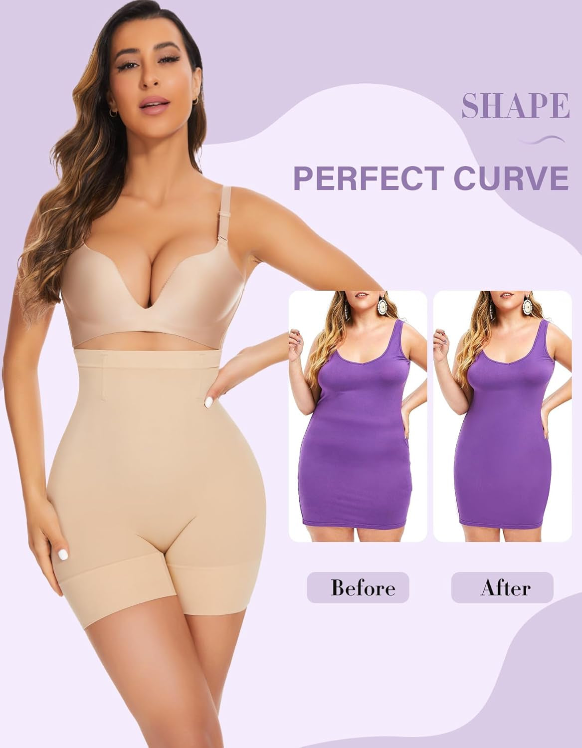 Hip lifting body shaper shorts showing rear panel