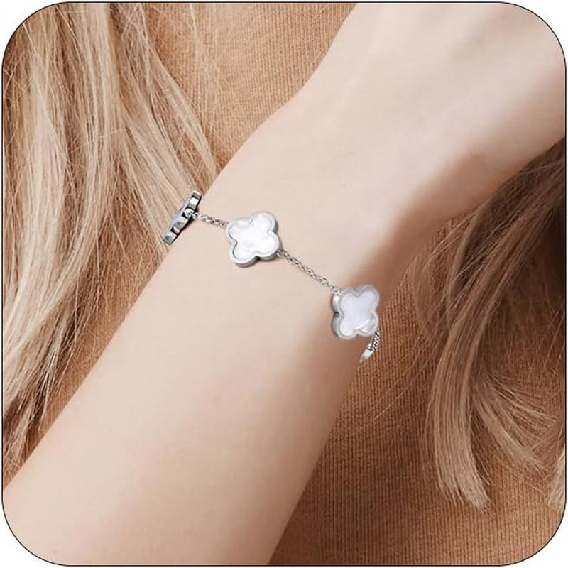 Clover Bracelets for Women 18K Gold Plated 4 Leaf Clover Bracelet Black White Red Green Cute Lucky Bracelets Jewelry Gifts Trendy for Women