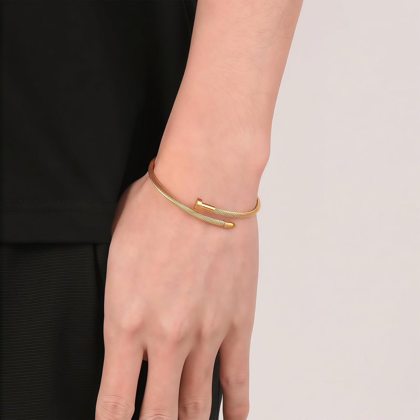 Real 18K Gold Plated Bracelets for Women (Sturdier Version) Stackable Bangle Bracelets for Women (Better Tarnish & Water Resistance) 4PCS Gold Bracelet Stack Set (Fits Wrists Upto 6.7 Inch)