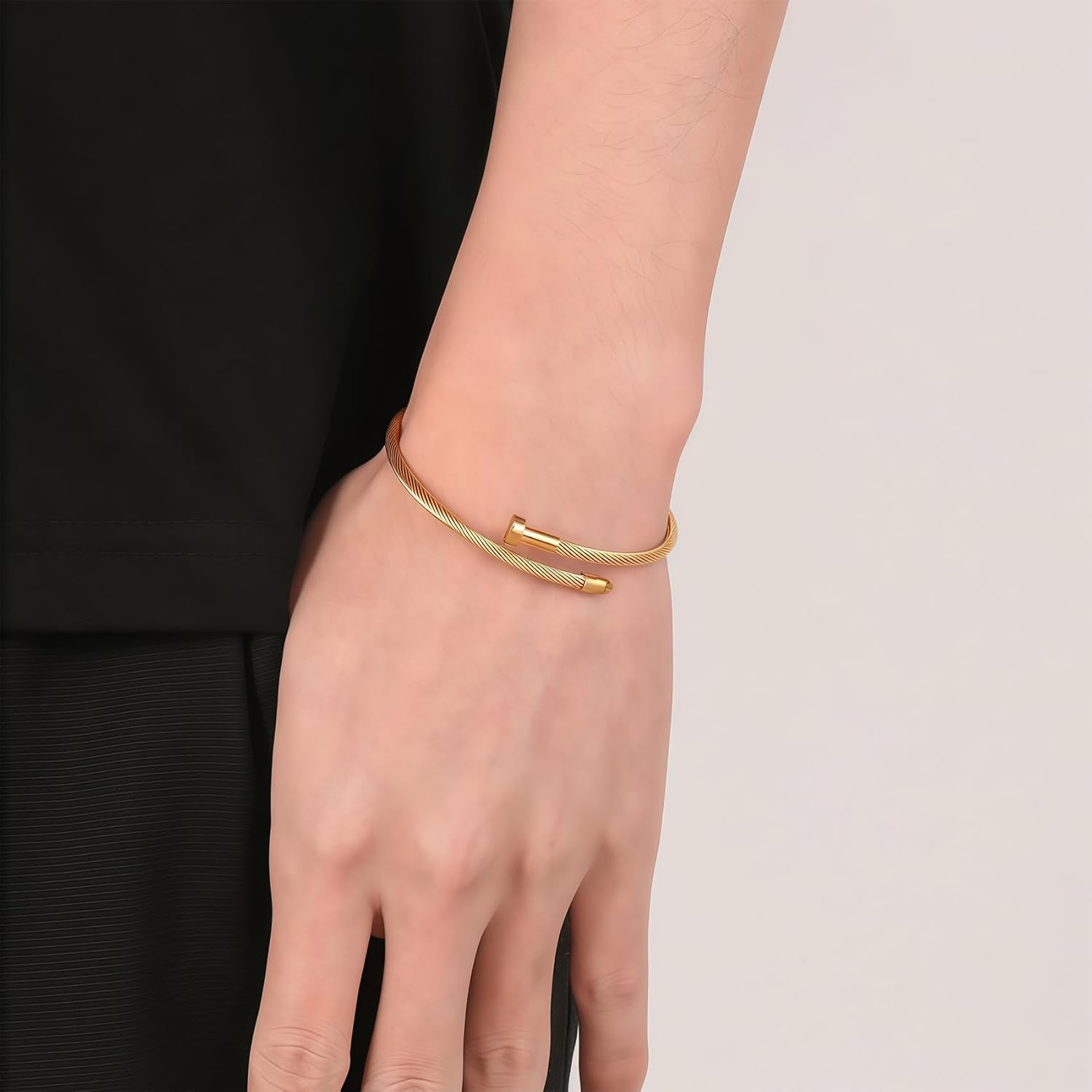 Real 18K Gold Plated Bracelets for Women (Sturdier Version) Stackable Bangle Bracelets for Women (Better Tarnish & Water Resistance) 4PCS Gold Bracelet Stack Set (Fits Wrists Upto 6.7 Inch)