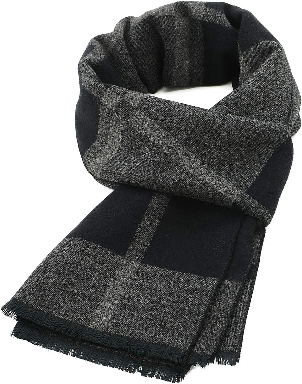 American Trends Mens Winter Warm Long Soft Scarf Plaid Tassel Scarf for Men Soft Classic Scarves
