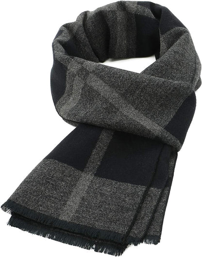 American Trends Mens Winter Warm Long Soft Scarf Plaid Tassel Scarf for Men Soft Classic Scarves