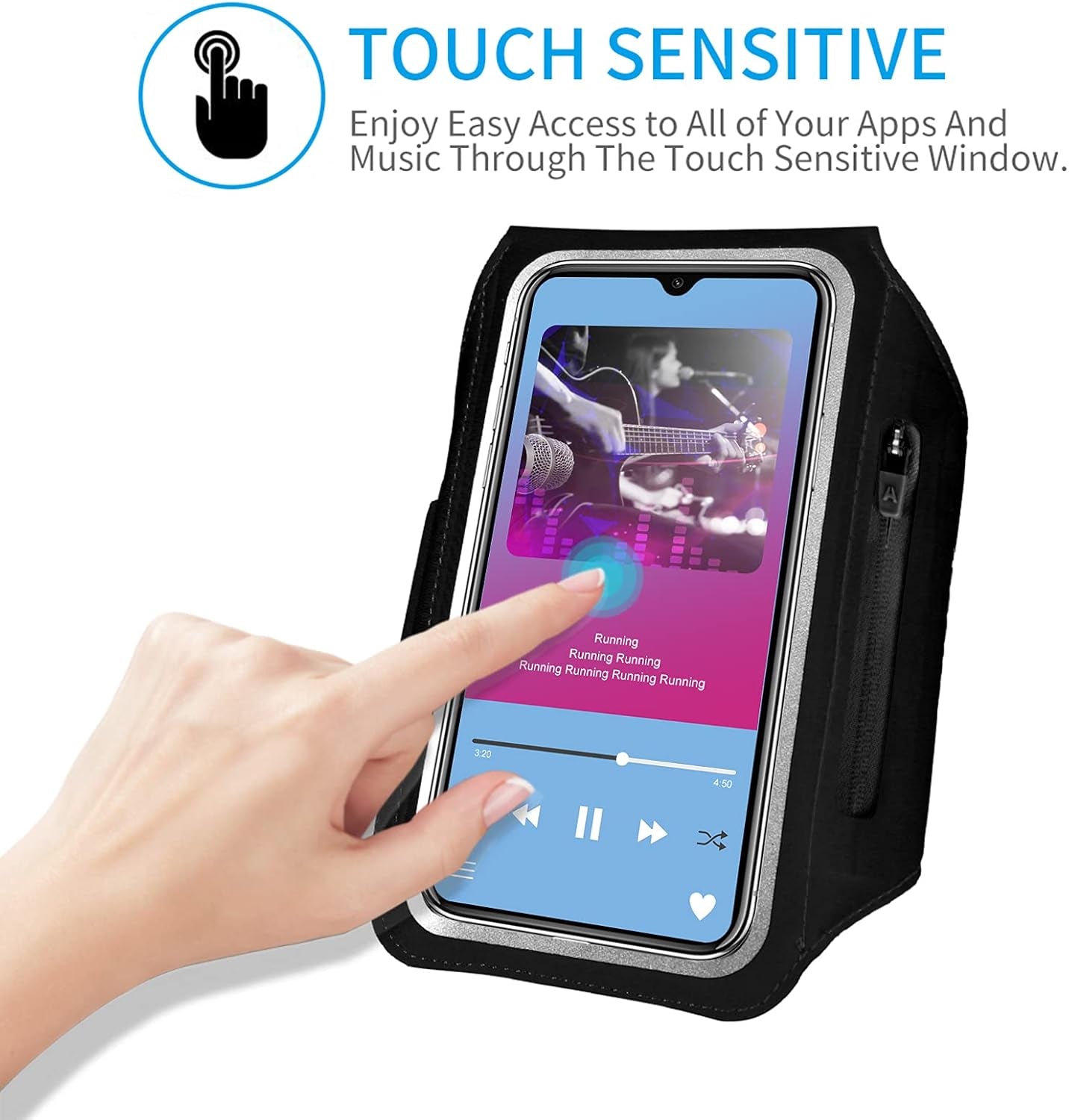 Built-in key holder slot on running armband phone holder