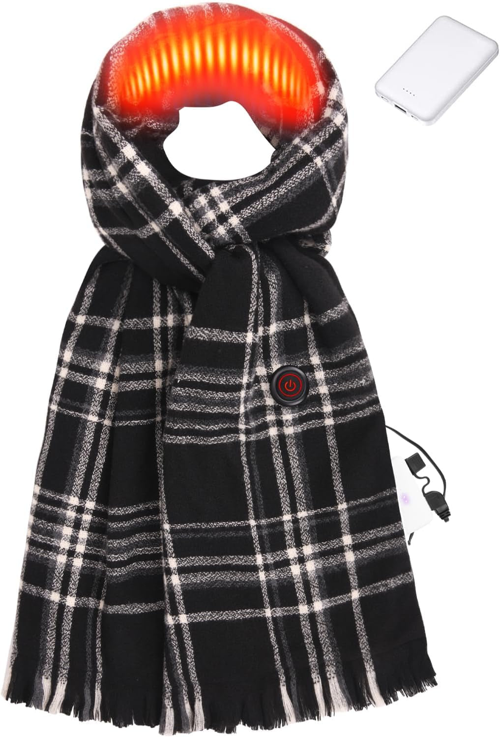 Heated Scarf for Women and Men with Portable Rechargeable Battery, Electric Neck Scarf for Cold Weather Winter