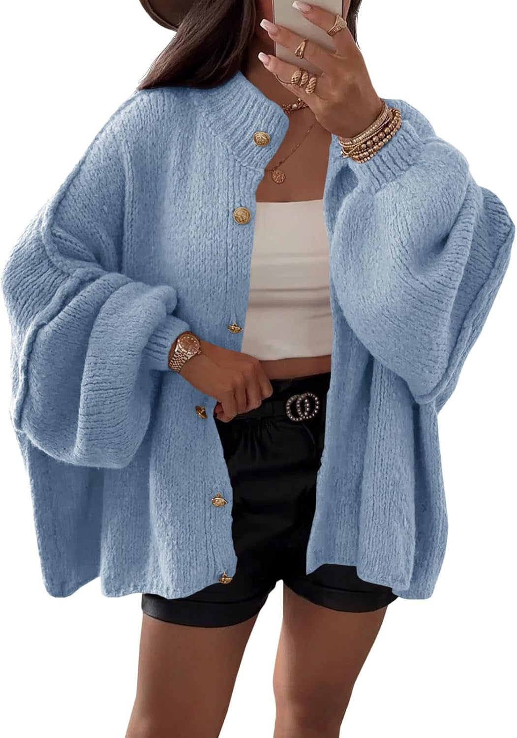 Saodimallsu chunky knit cardigan back view
