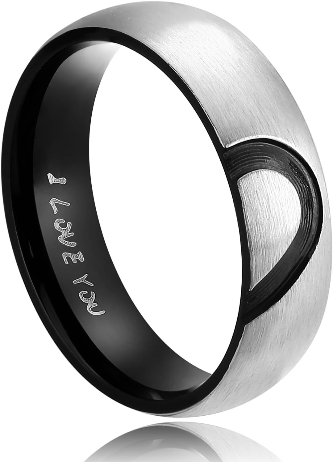 Couple wearing matching heart shape promise rings together