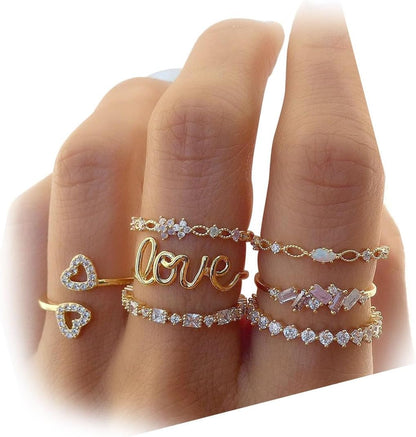 FUTIMELY Boho Retro Stackable Rings Sets for Women Knuckle Joint Finger Knuckle Nail Ring Sets Moon Stars Stack Preppy Statement Rings Cute Trendy Stuff Jewelry