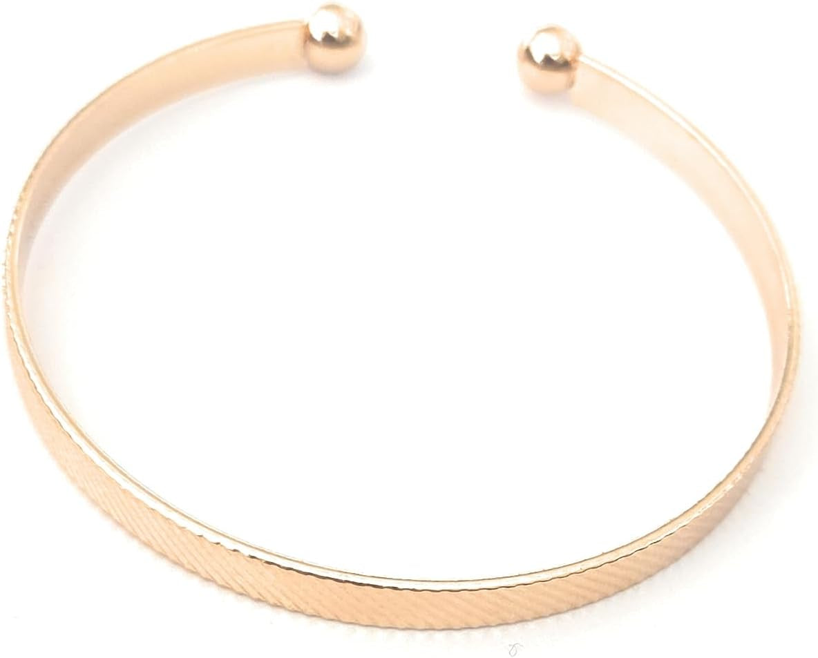 Gold Metal Open Cuff Bangle Bracelets, Heart and Love Letter Charms, Geometric Tennis Design, 6 Piece Set