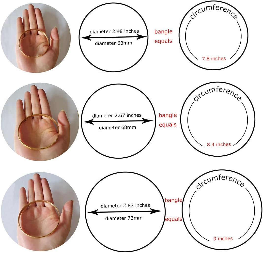 Castillna Glossy Plain Stainless Steel Bangle Bracelets Set for Women, Silver, Set of 7 Pieces