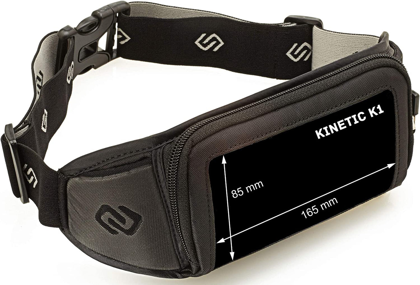 Adjustable running belt secured around runner's waist