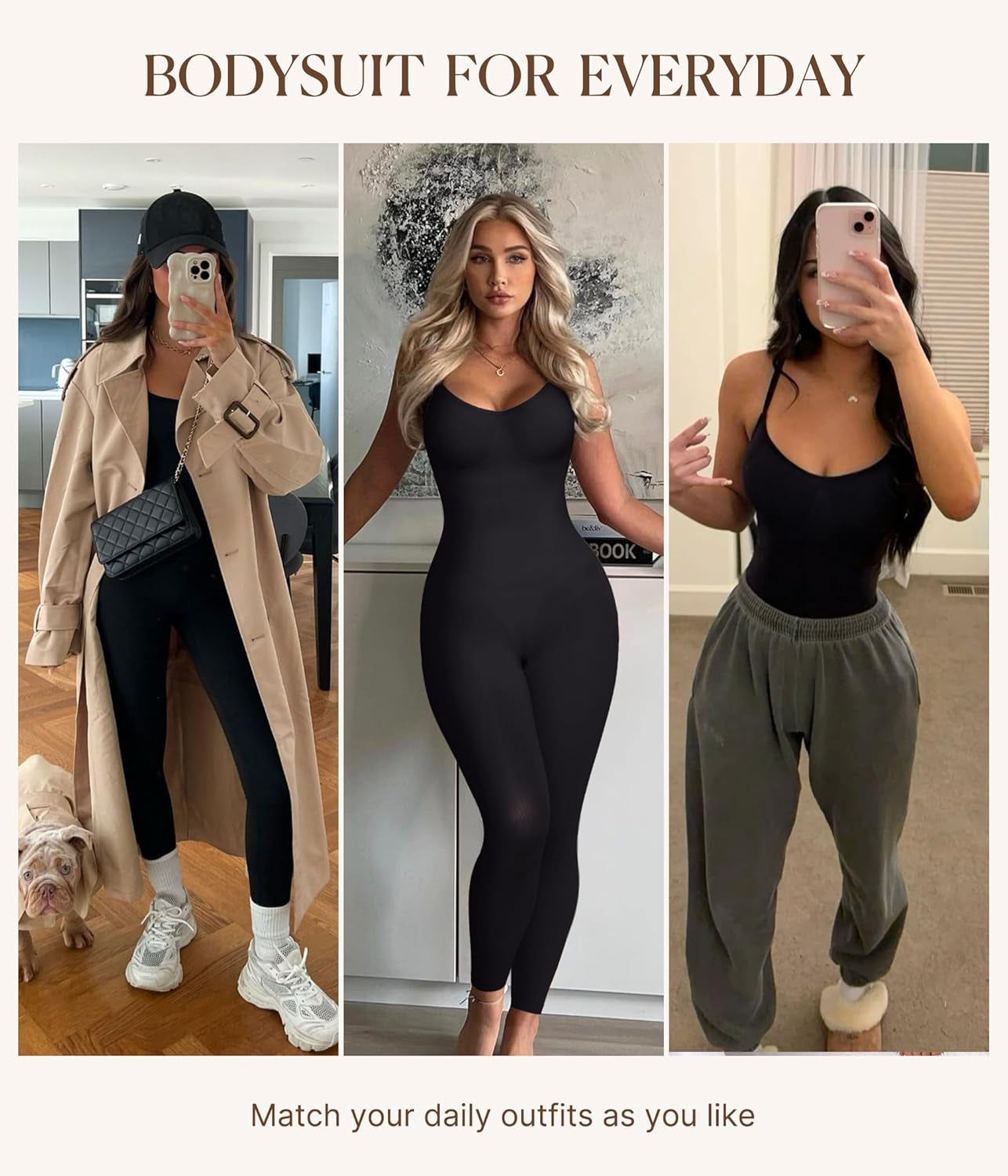 Lightweight soft fabric tummy control shapewear bodysuit