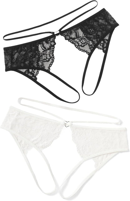 Avidlove Lace Thongs for Women Strap Cheeky Underwear Floral Lace Panties Hollow Out G-String