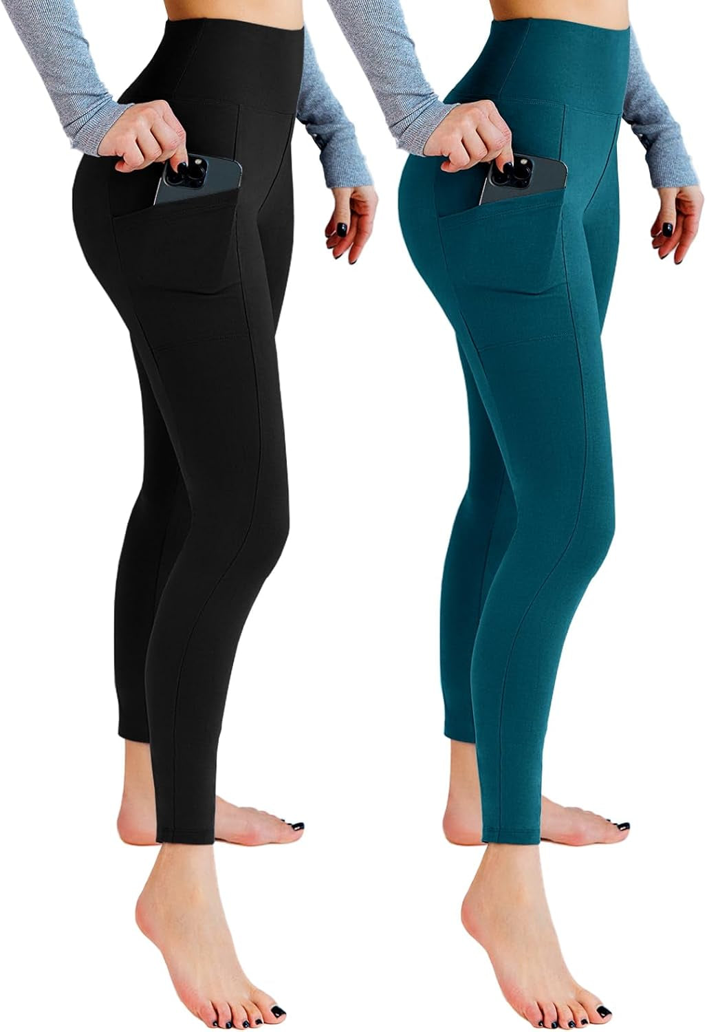 High waisted leggings with pocket styling for active wear