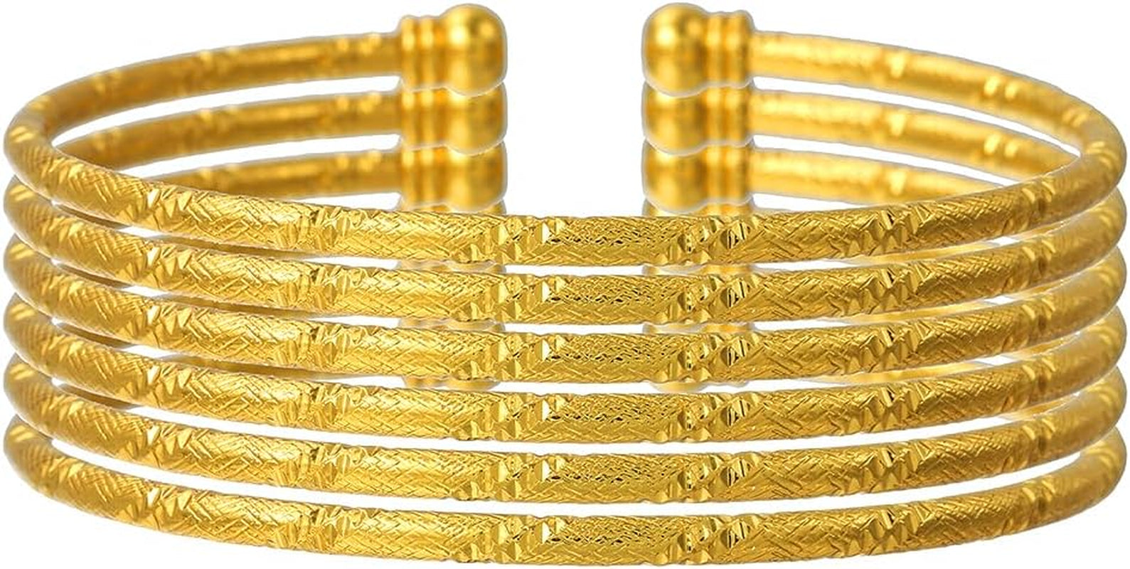 7Pcs Gold Bangle Bracelets Set for Women - Multi Layer Stackable Textured Bracelets Indian Cuff Bangles Boho Jewelry Set