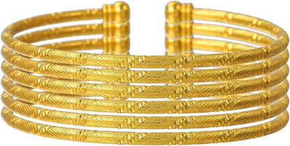 7Pcs Gold Bangle Bracelets Set for Women - Multi Layer Stackable Textured Bracelets Indian Cuff Bangles Boho Jewelry Set