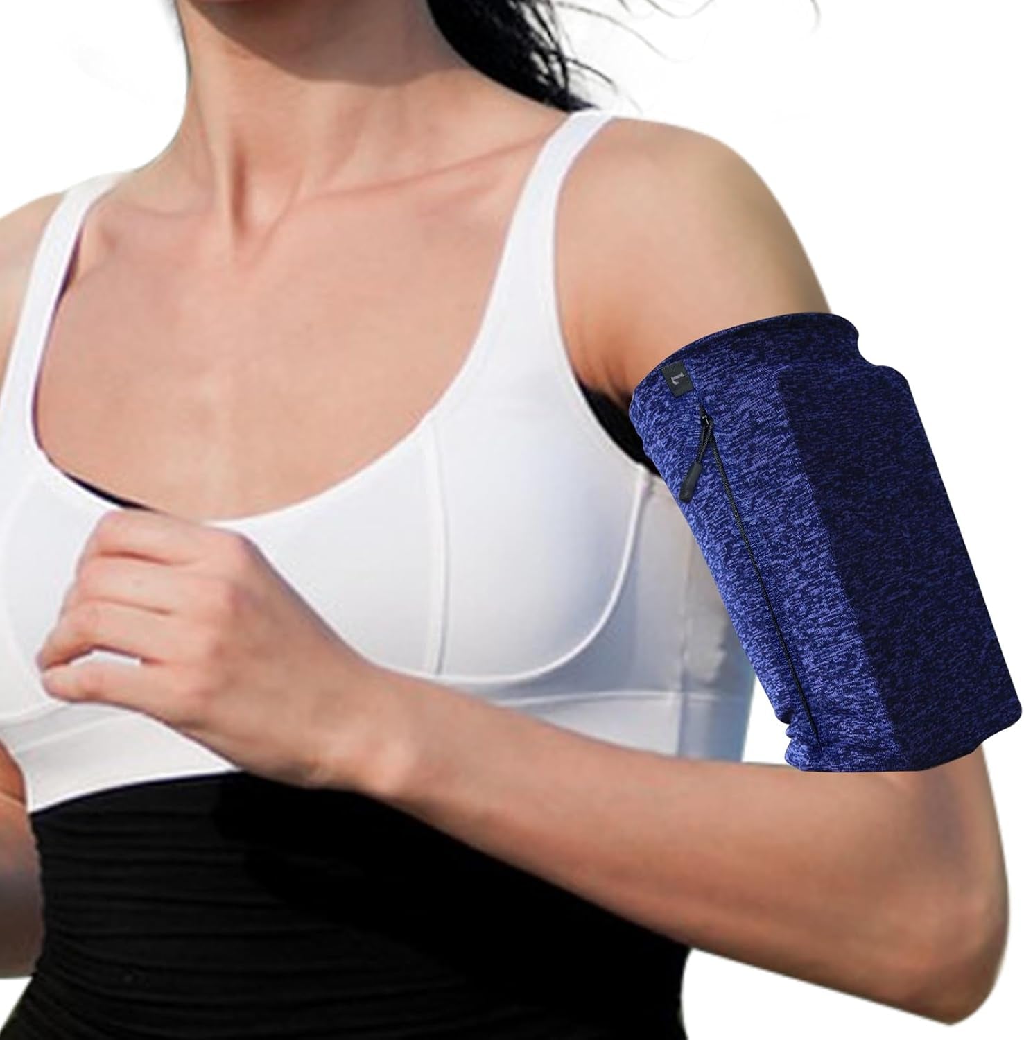 Gym and hiking phone armband on athletic wrist