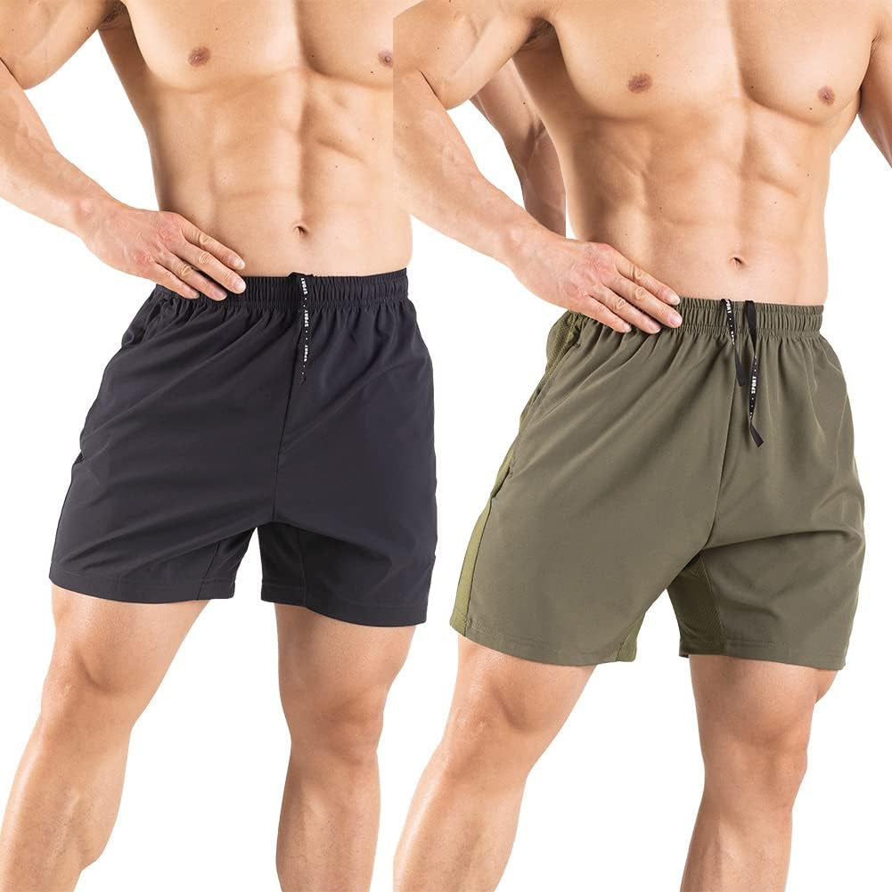 Quick-dry athletic gym shorts with elasticated waistband for comfortable fit