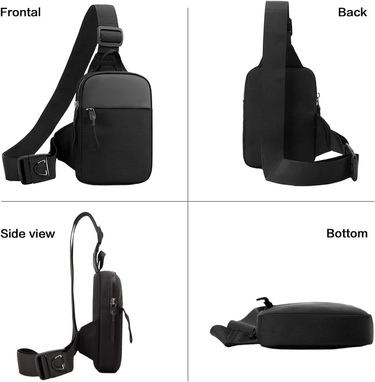 Dual zipper pockets showing phone and keys storage