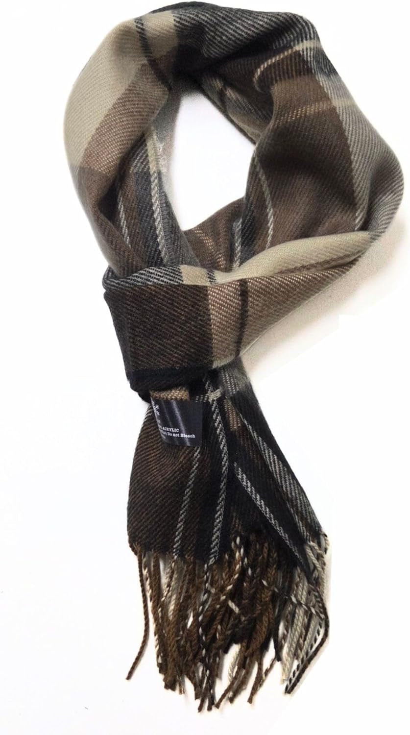 A.WAVE Premium Soft-Touch Plaid Tassel Scarf for Men, Elegant Winter Wrap