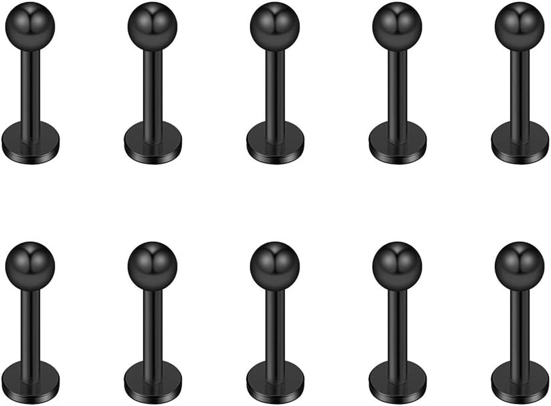 Ruifan 16G 316L Stainless Steel 3Mm Ball Labret Monroe Lip Ring Tragus Helix Cartilage Earring Stud Barbell Bar Length 6Mm 8Mm 10Mm 12Mm Body Piercing Jewelry