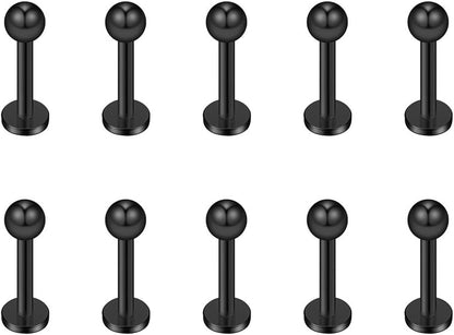 Ruifan 16G 316L Stainless Steel 3Mm Ball Labret Monroe Lip Ring Tragus Helix Cartilage Earring Stud Barbell Bar Length 6Mm 8Mm 10Mm 12Mm Body Piercing Jewelry