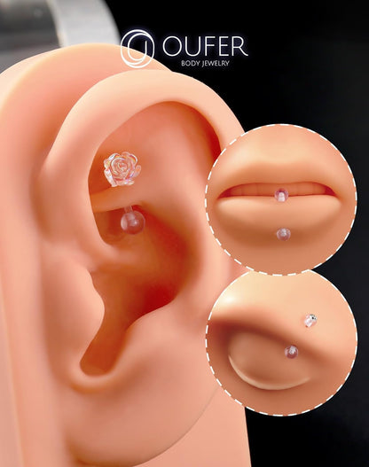 OUFER 3PCS Rook Piercing Jewelry, Plastic Piercings for Surgery, Clear Eyebrow Piercing Jewelry, 16G Eyebrow Rings, Clear Plastic Tragus Daith Rook Earrings for Work