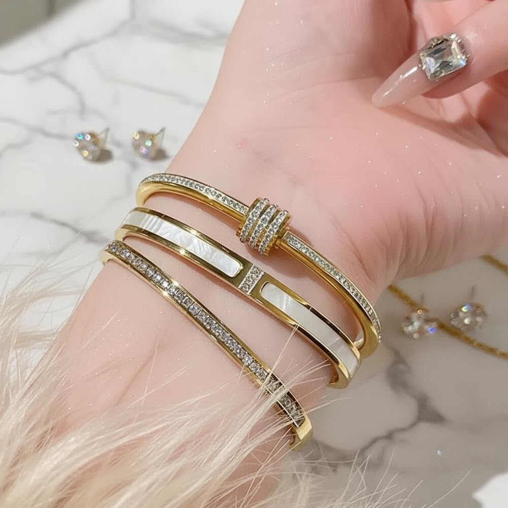 5-Piece Elegant Stainless Steel Bracelet Set, Fashionable Classic Design, Gold Bead Bracelets for Men and Women, Non Tarnish Bangle, Elegant Bracelet Set for Everyday and Formal Wear