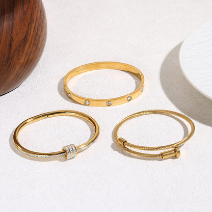 Women'S Stainless Steel Bracelet Gold Plated Cuff Bangle with Cube Zircon Hinge Jewelry Oval Bangle Witness the Gift of Love