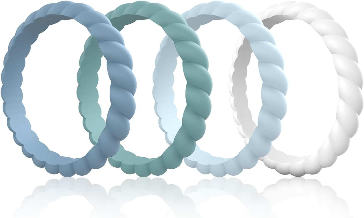 Egnaro Silicone Wedding Ring for Women,Thin and Stackble Braided Rubber Wedding Bands,No-Toxic,Skin Safe