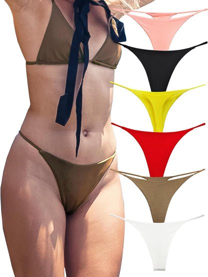 Cotton stretch thongs for women with dual layer construction