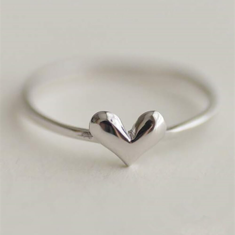 Simple Fashion Heart Love Ring Lady Daily Wearable Versatile Jewelry