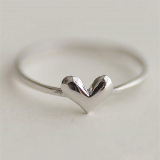 Simple Fashion Heart Love Ring Lady Daily Wearable Versatile Jewelry