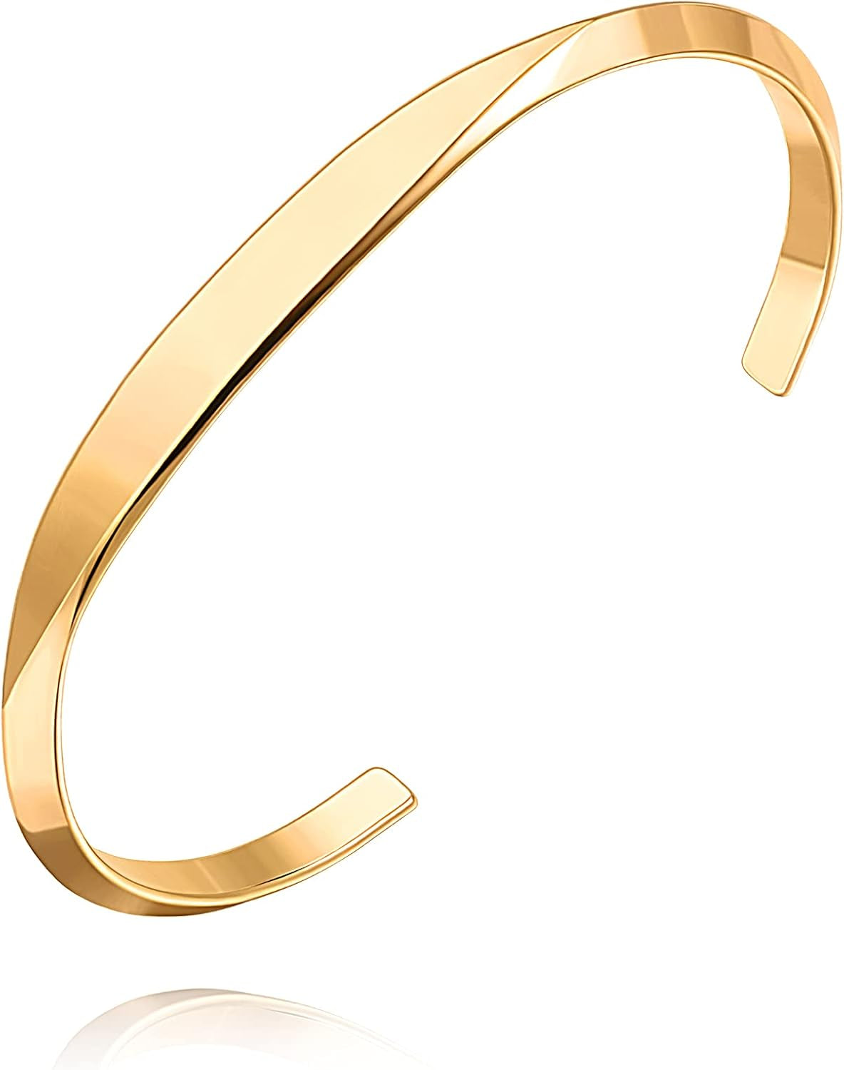 PEARLADA 18K Gold Cuff Bracelet for Women, Chunky Open Bangle Adjustable Bracelet, Trendy Statement Jewelry