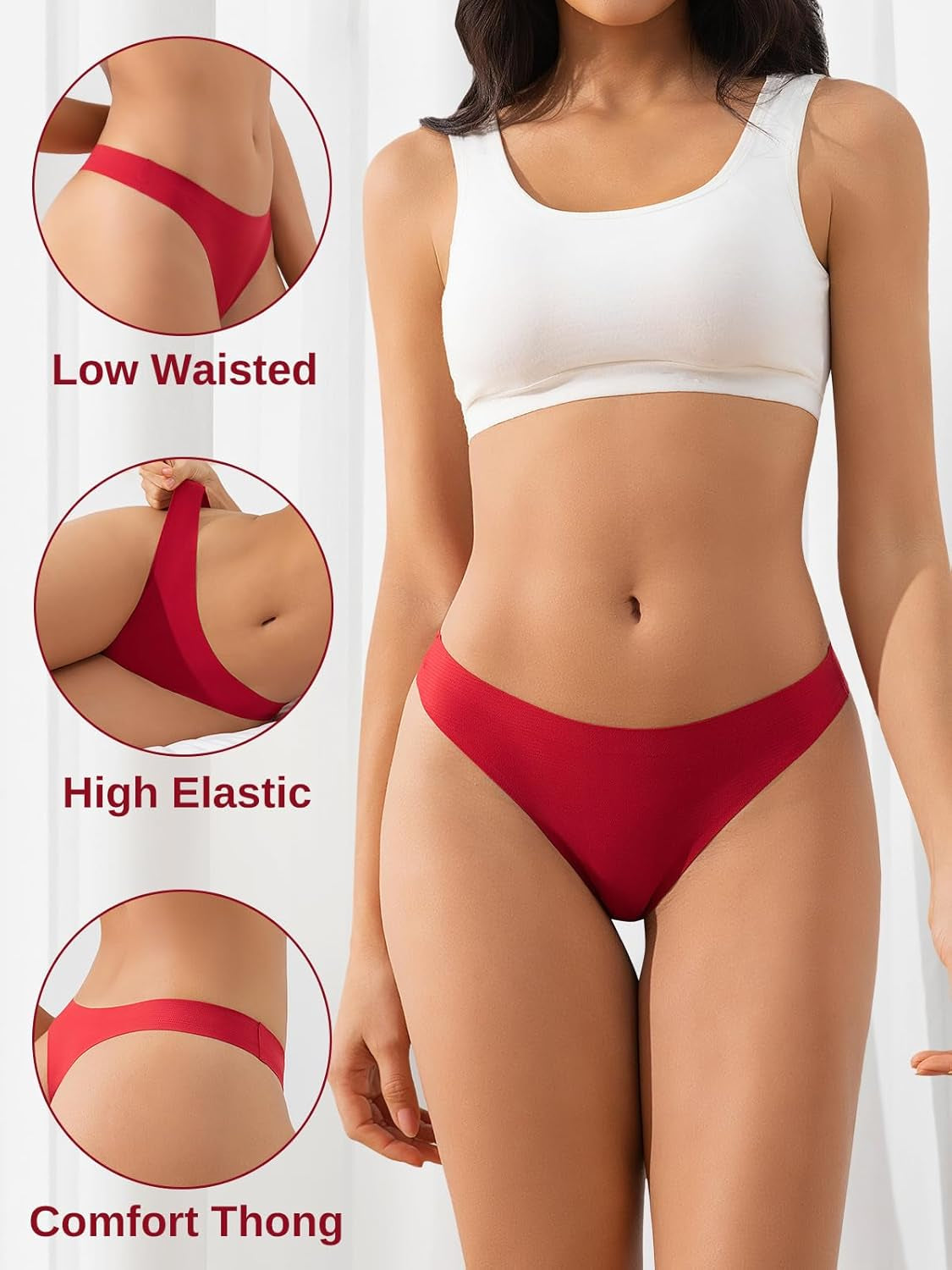 No-show thong panties 6-pack in assorted neutral colors