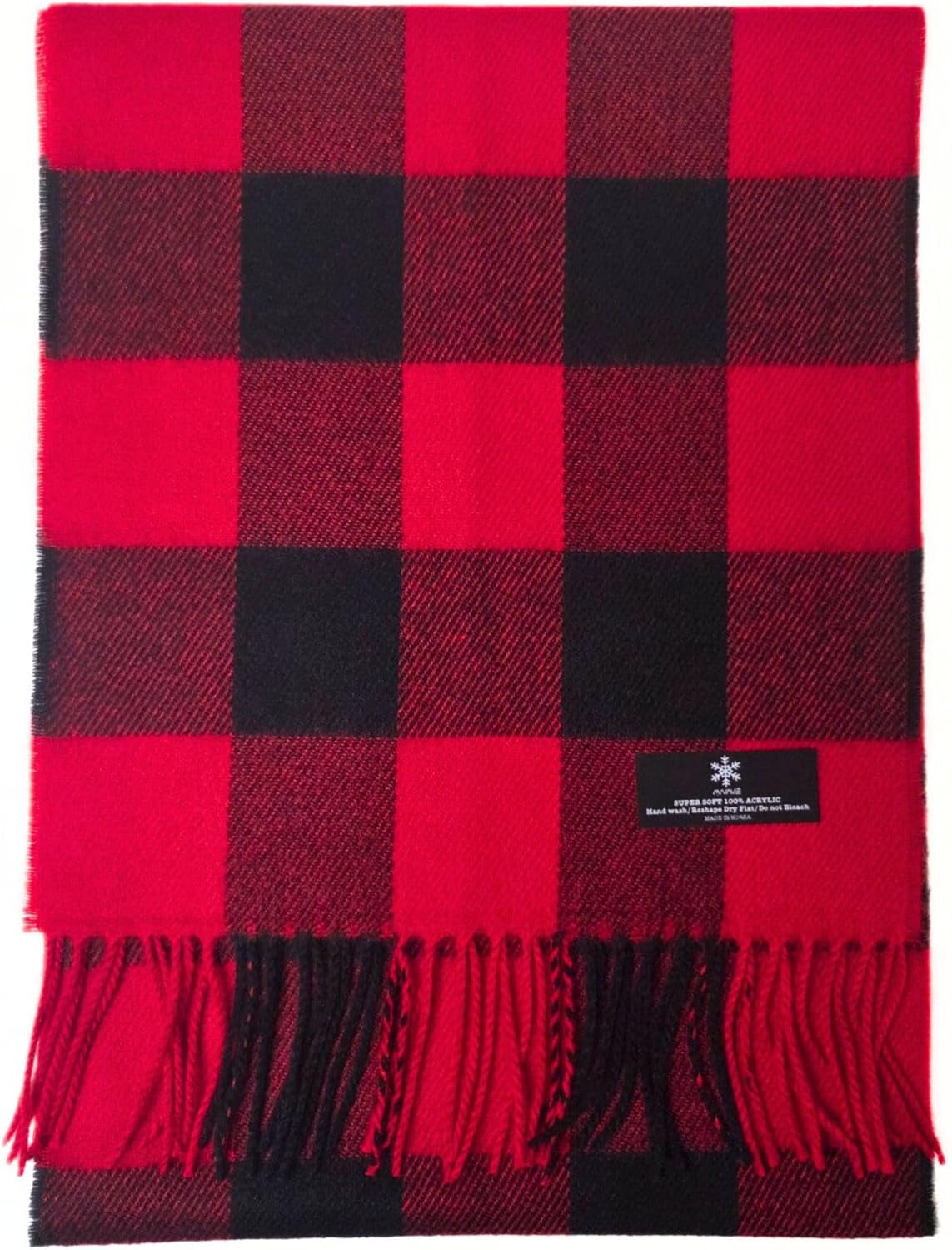 A.WAVE Premium Soft-Touch Plaid Tassel Scarf for Men, Elegant Winter Wrap