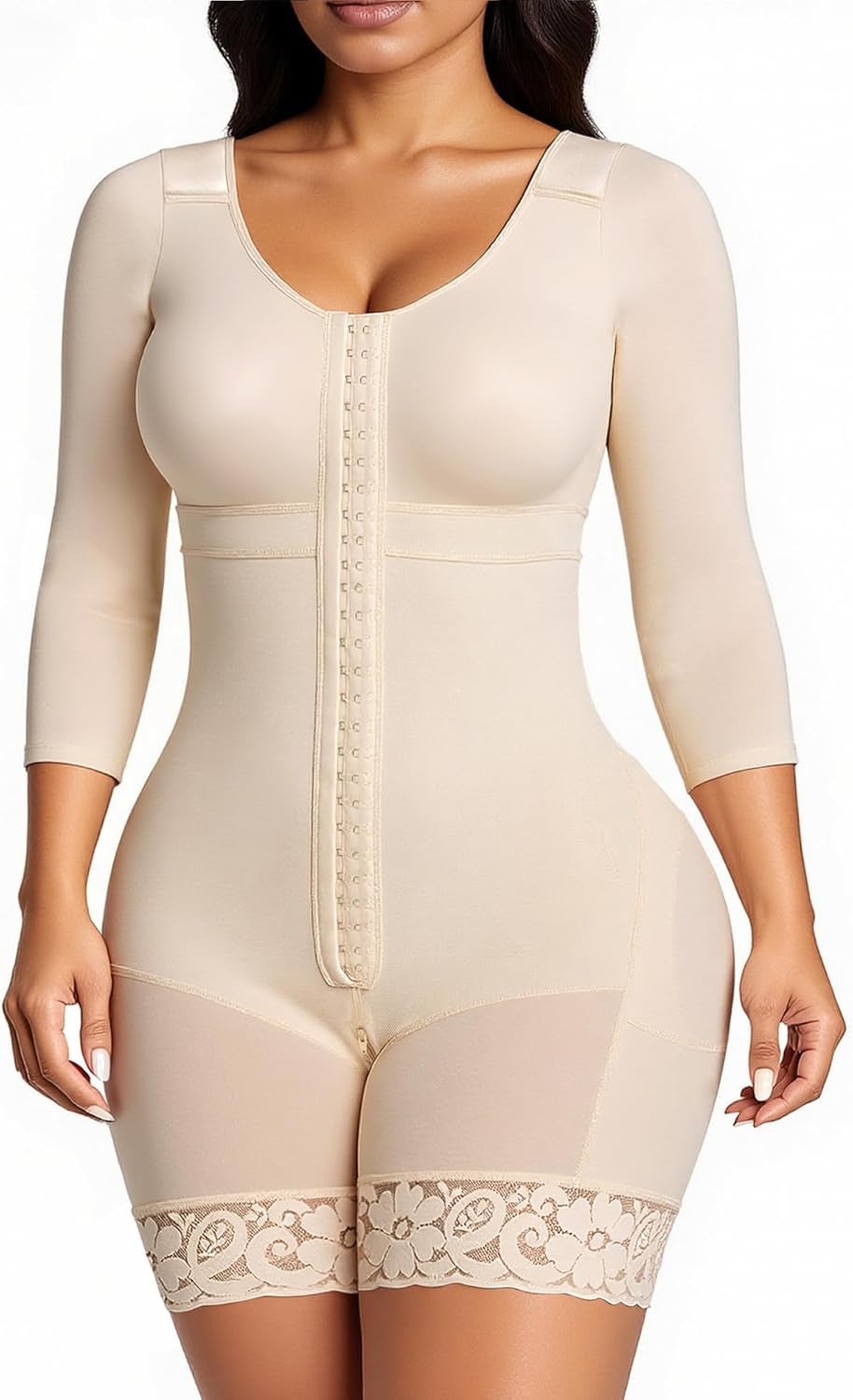 Detail shot of firm tummy control panel on SHAPERX Colombian fajas