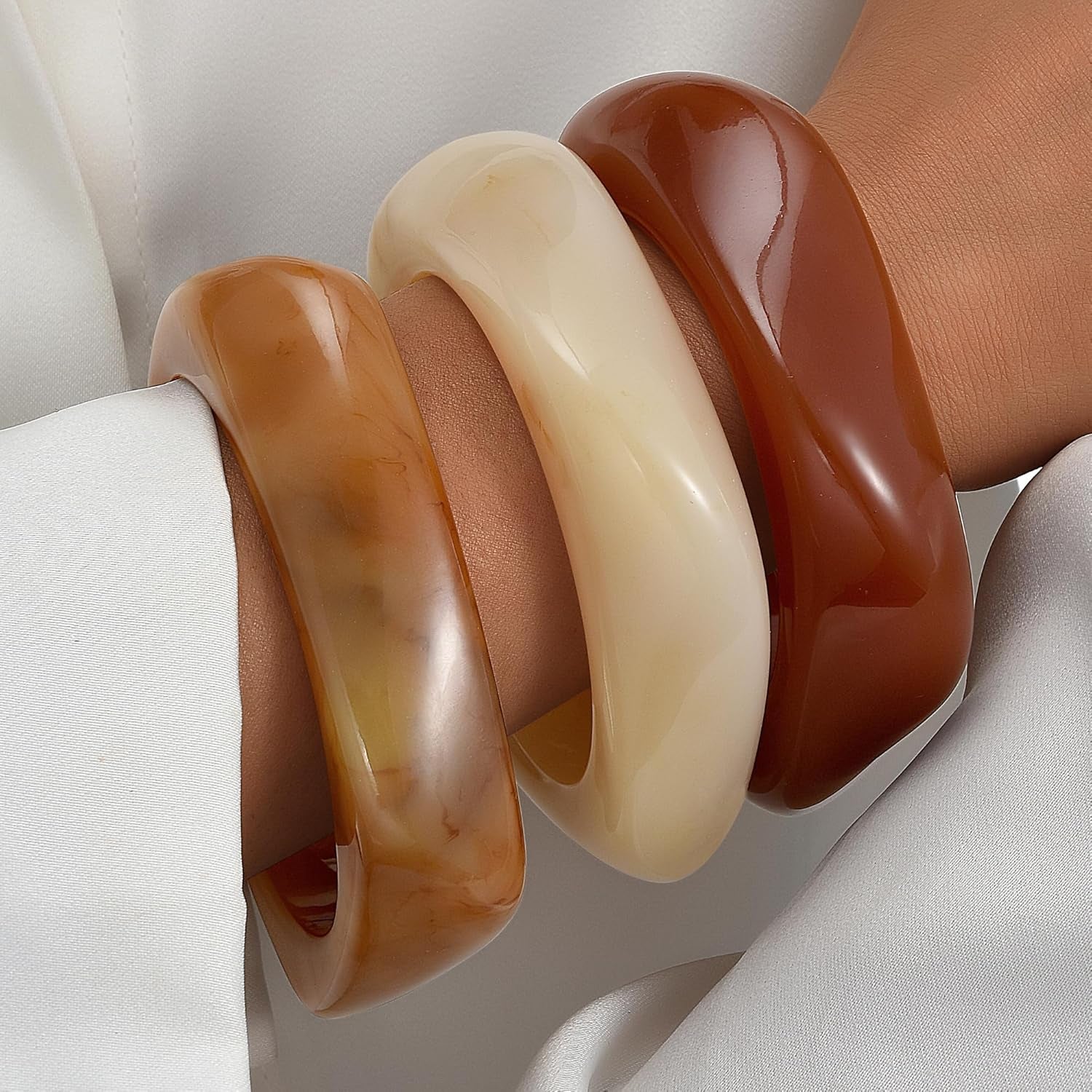 If YOU Chunky Gold Bangle Bracelets for Women, 14K Gold Plated Multi Layer Stackable Cuff Bracelet Set, Trendy Statement Bracelet Stack Jewelry Gifts