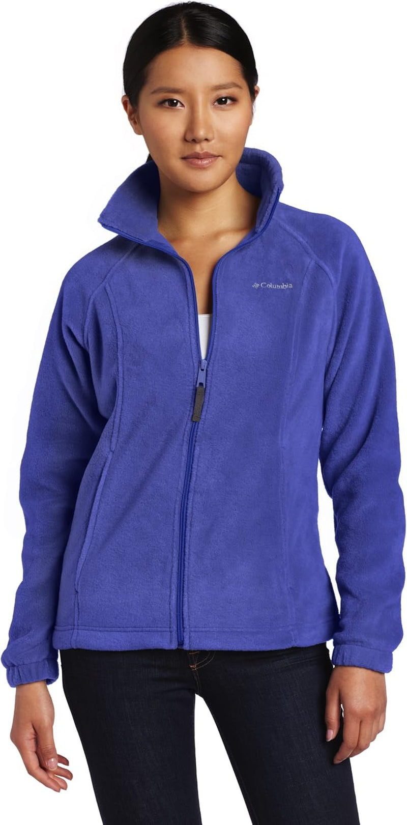 Woman wearing Columbia fleece for casual everyday styling