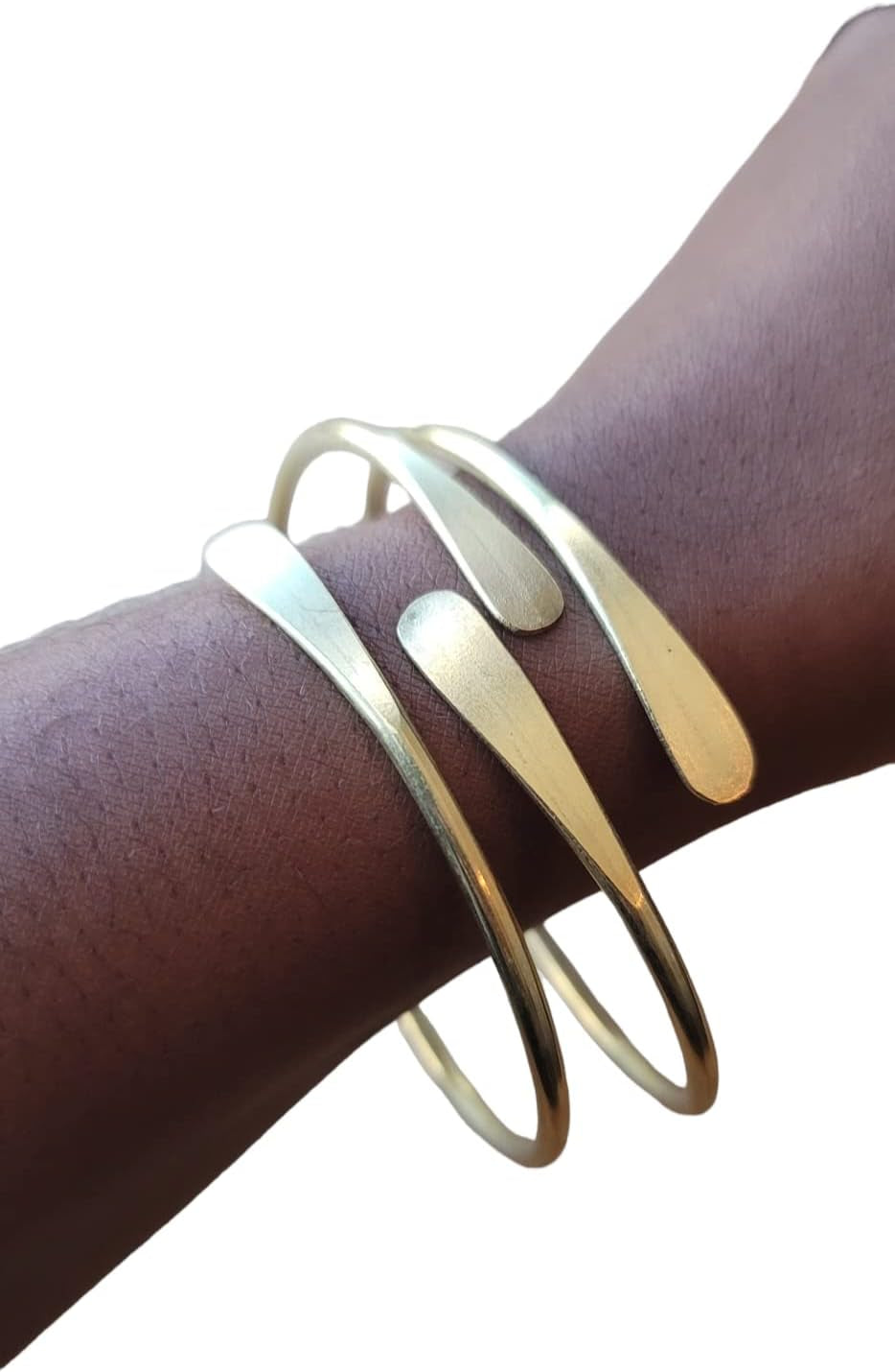 Beaditwearitloveit Brass Cuff Bracelets Set, African Brass Bangles for Women, Hammered Ends Stacking Bracelets, Boho Tribal Cultural Jewelry