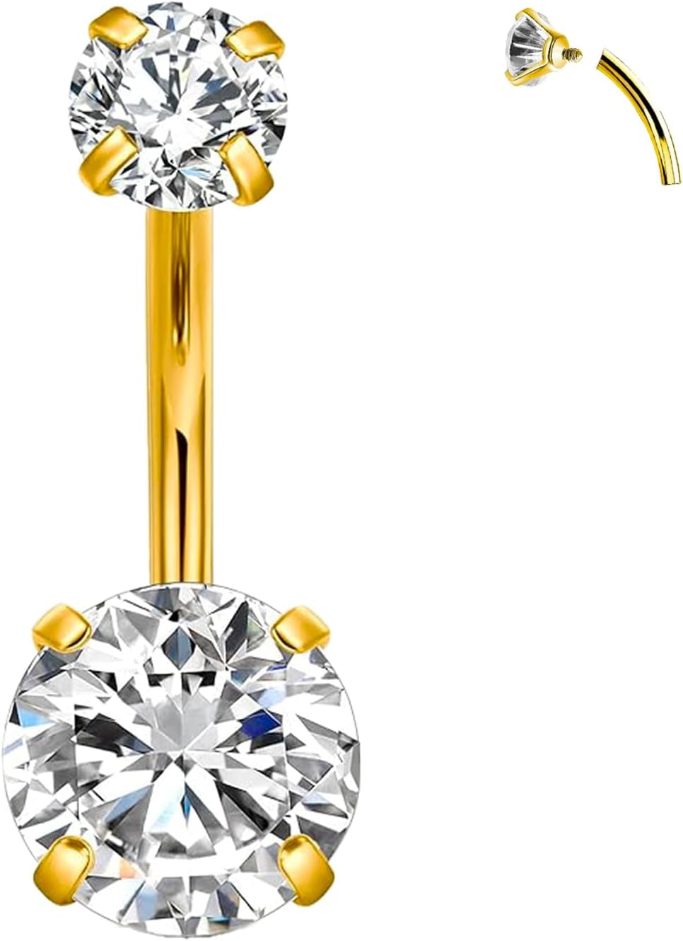 14G Clicker Belly Button Ring，Surgical Stainless Steel Hinged Belly Button Rings Belly Barbell Piercing Navel Barbell Body Jewelry 2PCS