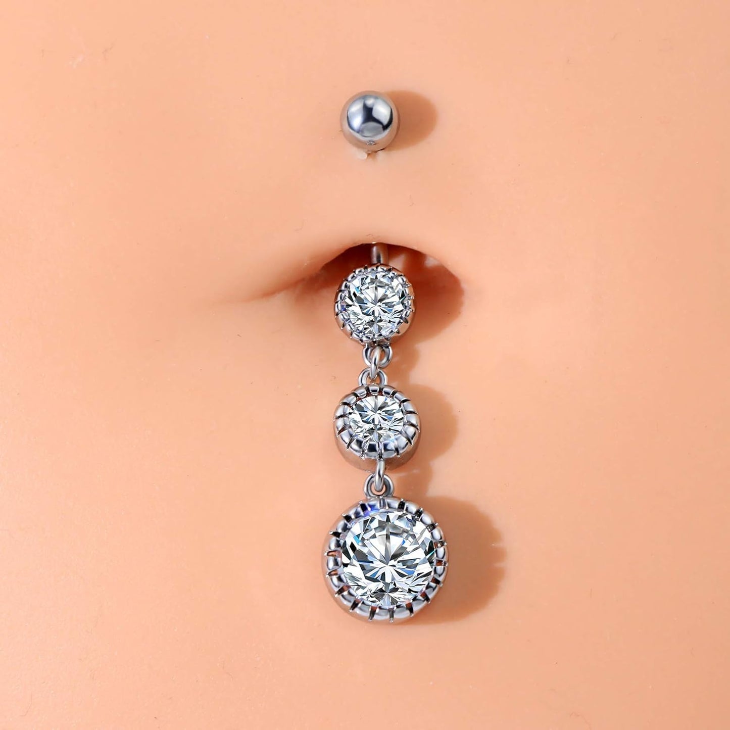 OUFER 3PCS Belly Button Rings, Clear CZ 316L Surgical Steel 14G Belly Rings Dangle Navel Rings Belly Rings Belly Piercing Jewelry