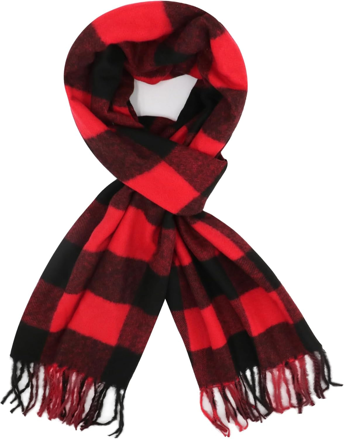 Plaid Scarf for Women Men, Lightweight Classic Tartan Tassel Scarves Fashion Warm Winter Chunky Scarf Cold Weather