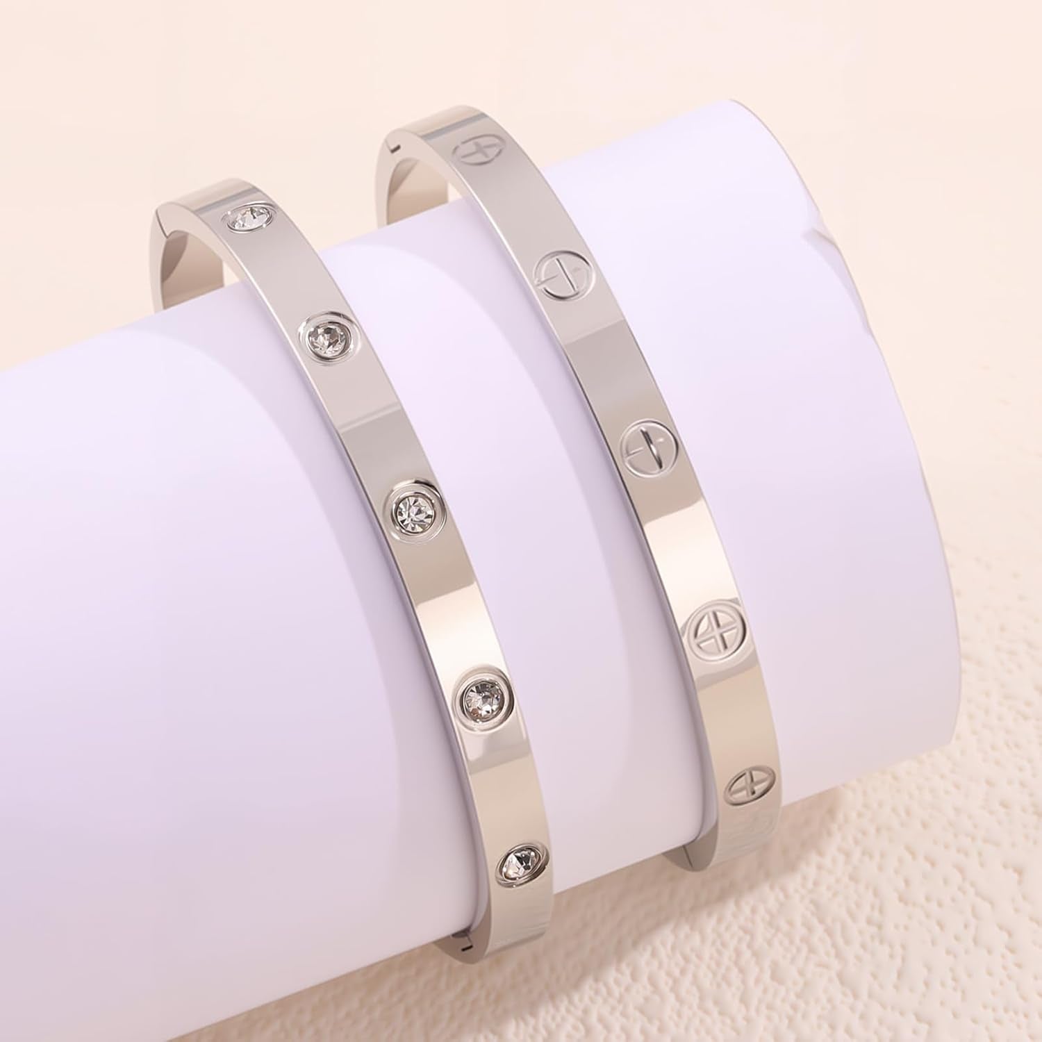 Silver Bangles for Women - Stainless Steel Love & Friendship Bracelet Set with Gift Box | Daily Wear & Party Jewelry