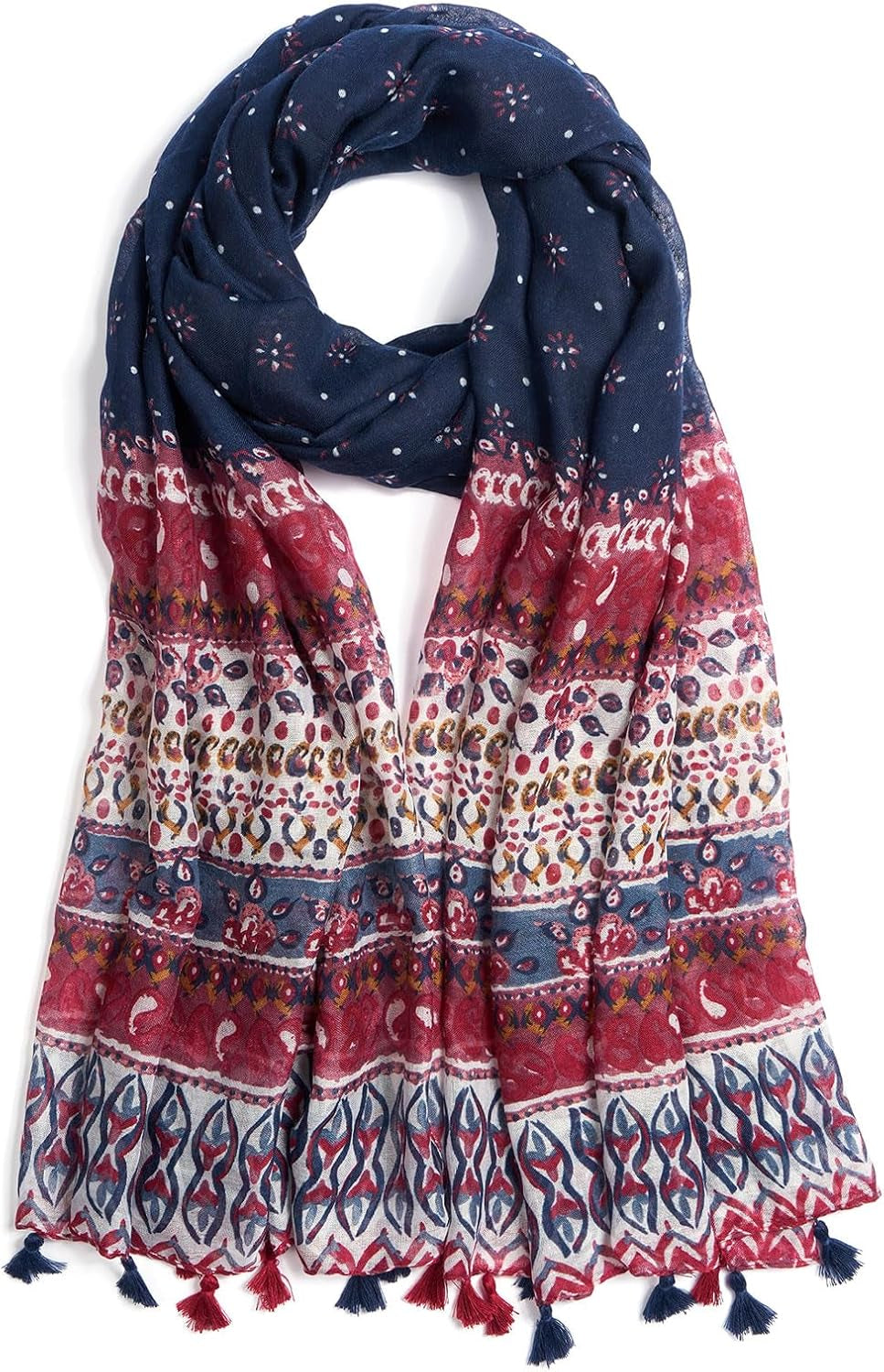 Scarf for Women Lightweight Soft Floral Leopard Printed Scarves Fall Winter Fashion Shawl Wrap with Fringe