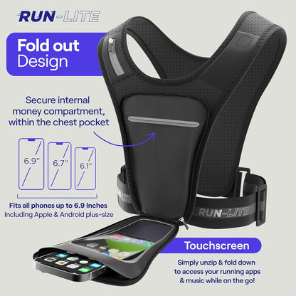 Running vest with reflective strips for visibility and safety