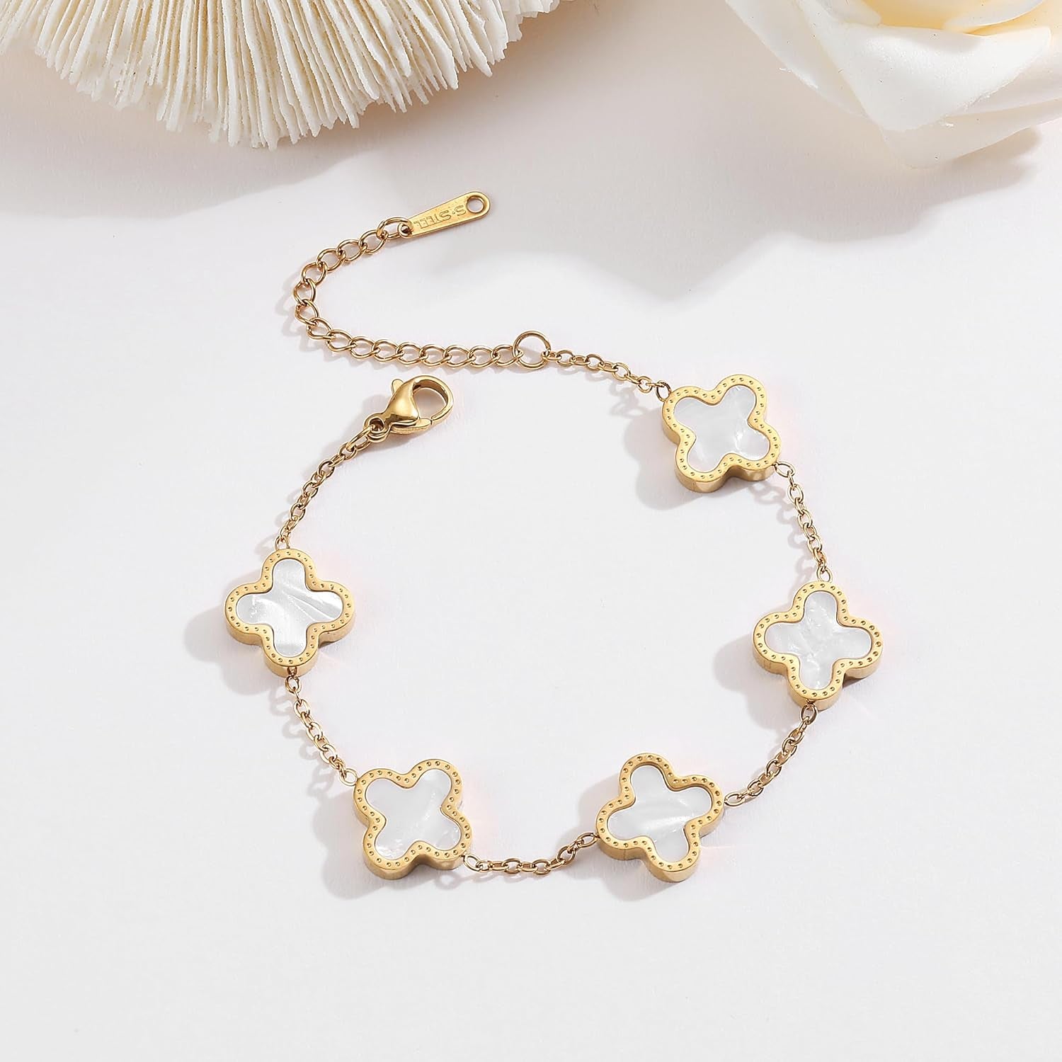 18K Gold Plated Clover Bracelet Love Bangle Set for Women Stackable Cute Fashion Simple Friendship Bracelets Lucky Bracelet Jewelry Trendy Gifts for Women