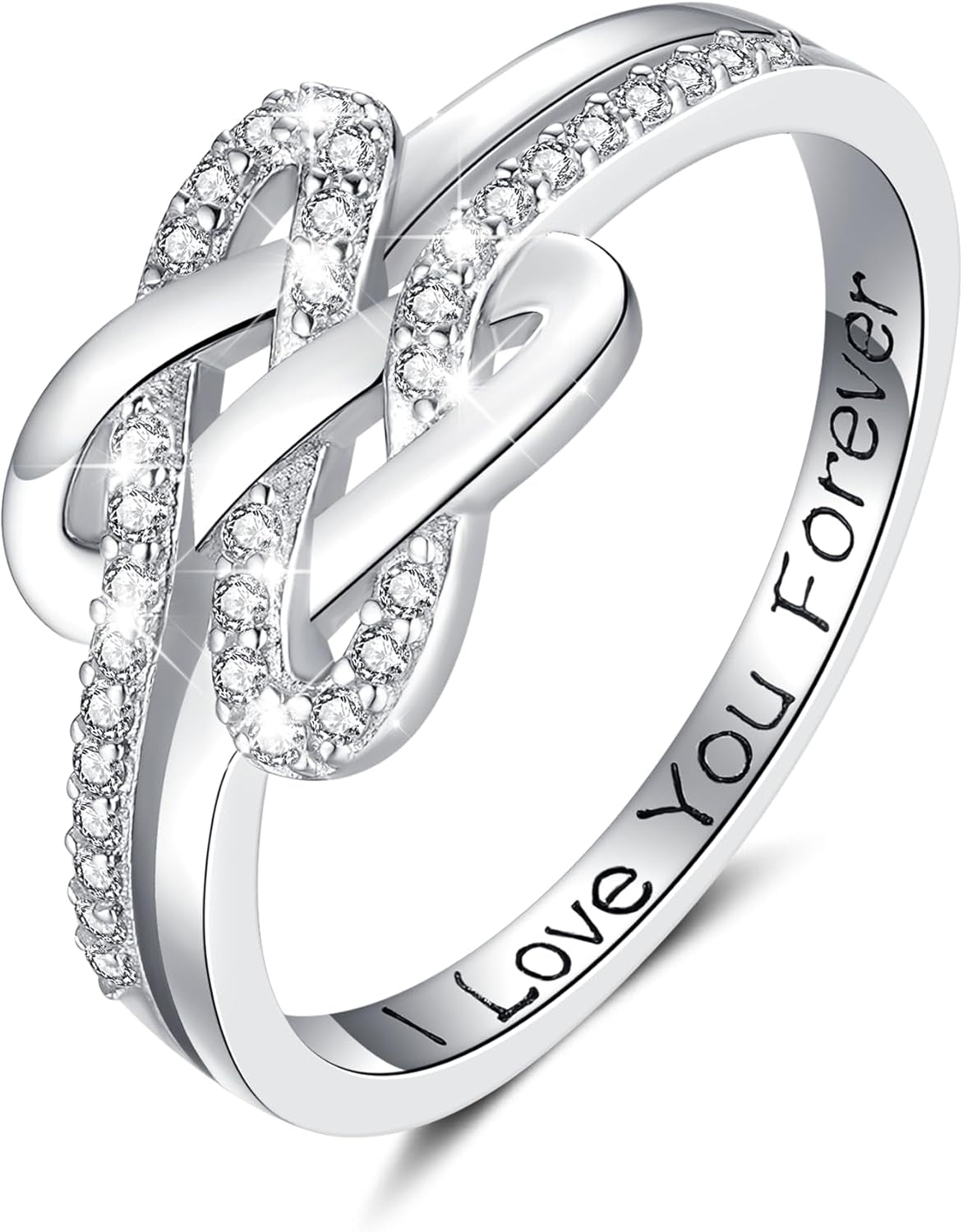 Mother daughter 925 sterling silver square knot love ring