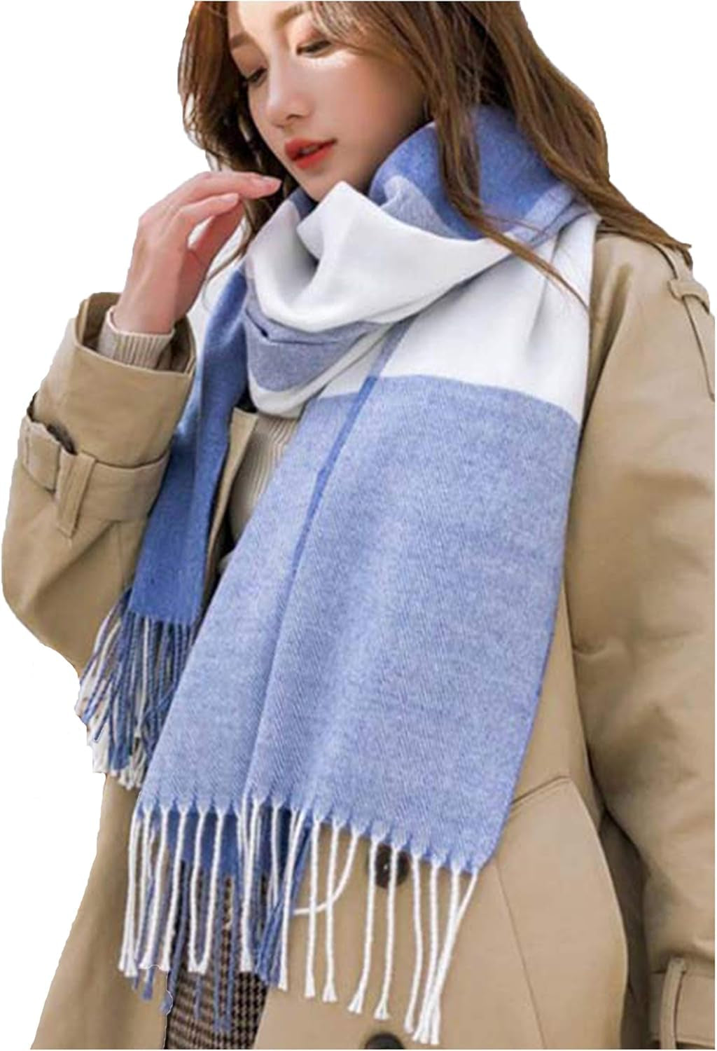 Wander Agio Women'S Fashion Scarves Long Shawl Winter Thick Warm Knit Large Plaid Scarf
