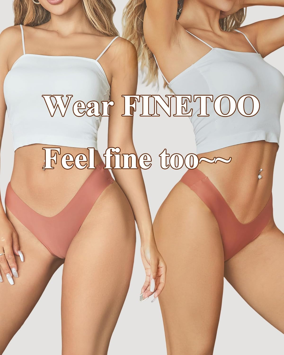 FINETOO V-waisted thong panties stretchy fabric detail