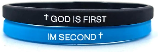 God Is First I Am Second Silicone Bracelets Christian Bible Verse Rubber Bracelets Religious Christian Quote Bangle Bracelet for Men Women
